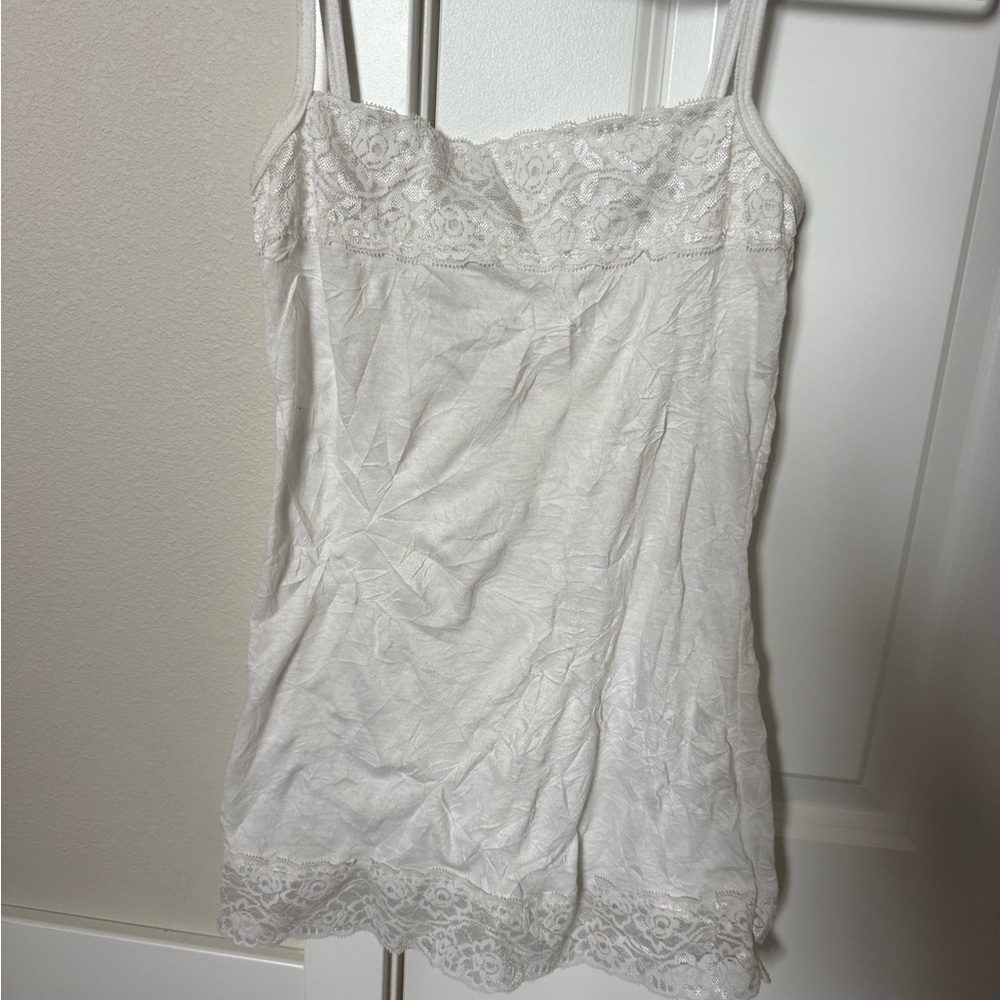 White Lace Trim Cami Top